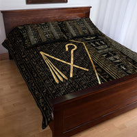 Egypt Crook And Flail Quilt Bed Set Ancient Mythology Pharaoh Royalty Gold