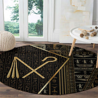 Egypt Crook And Flail Round Carpet Ancient Mythology Pharaoh Royalty Gold