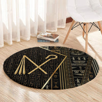 Egypt Crook And Flail Round Carpet Ancient Mythology Pharaoh Royalty Gold