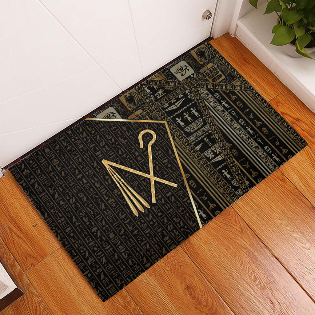 Egypt Crook And Flail Rubber Doormat Ancient Mythology Pharaoh Royalty Gold