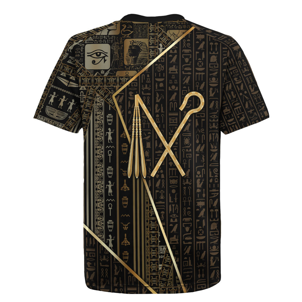 Egypt Crook And Flail Rugby Jersey Ancient Mythology Pharaoh Royalty Gold