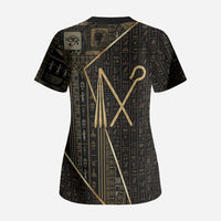 Egypt Crook And Flail Scrub Top Ancient Mythology Pharaoh Royalty Gold