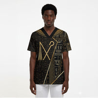 Egypt Crook And Flail Scrub Top Ancient Mythology Pharaoh Royalty Gold