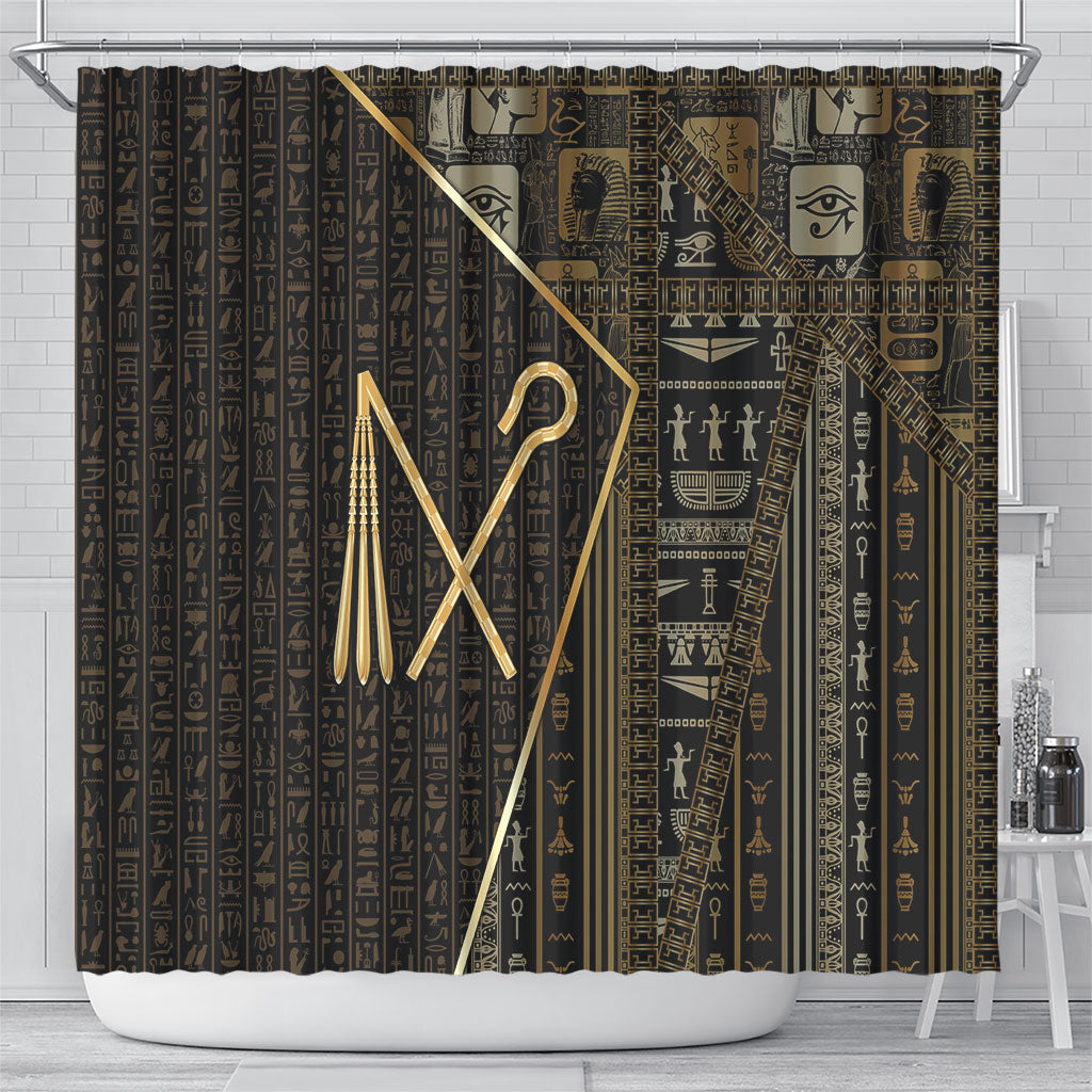 Egypt Crook And Flail Shower Curtain Ancient Mythology Pharaoh Royalty Gold