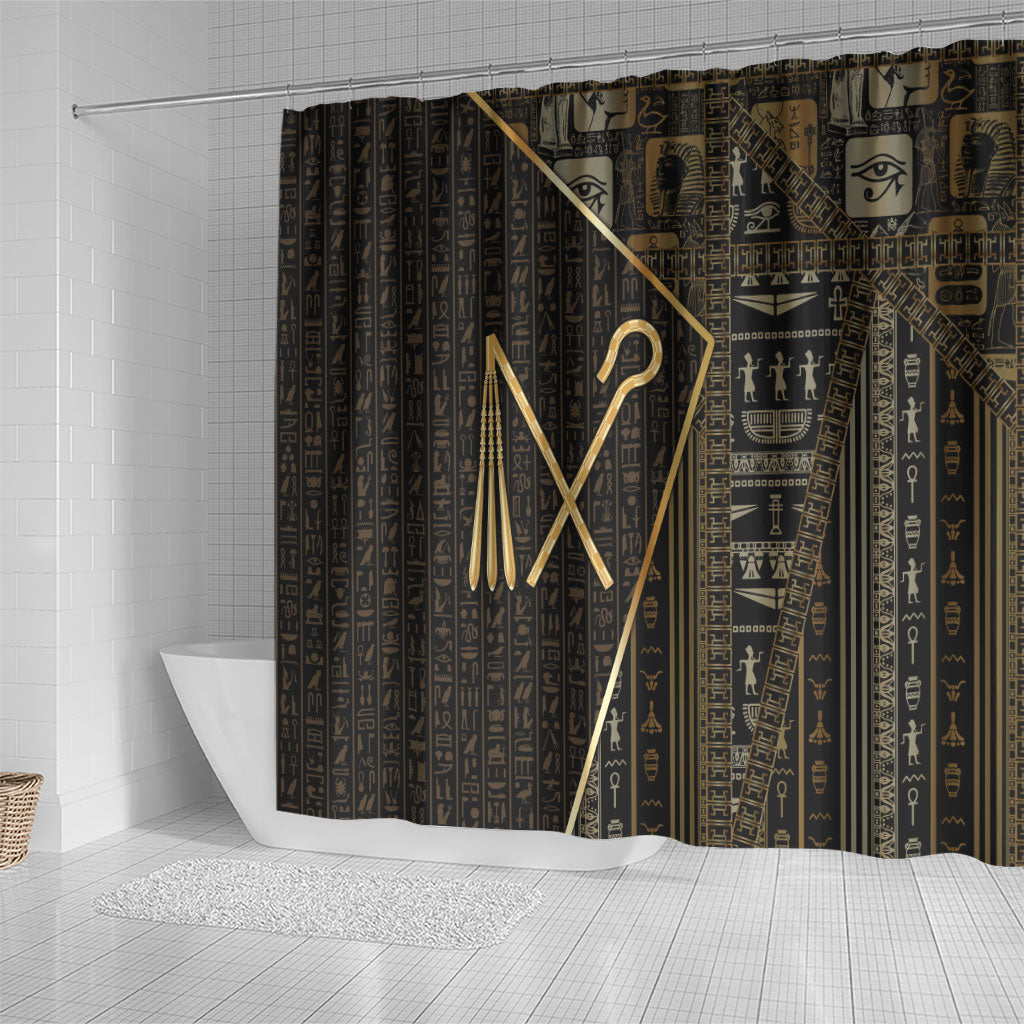 Egypt Crook And Flail Shower Curtain Ancient Mythology Pharaoh Royalty Gold