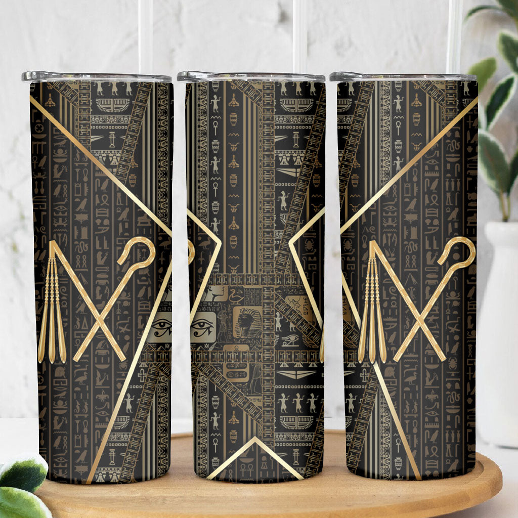 Egypt Crook And Flail Skinny Tumbler Ancient Mythology Pharaoh Royalty Gold