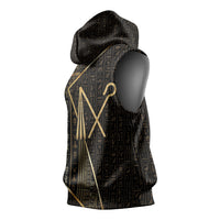 Egypt Crook And Flail Sleeveless Hoodie Ancient Mythology Pharaoh Royalty Gold