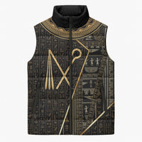 Egypt Crook And Flail Sleeveless Puffer Jacket Ancient Mythology Pharaoh Royalty Gold