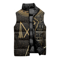Egypt Crook And Flail Sleeveless Puffer Jacket Ancient Mythology Pharaoh Royalty Gold