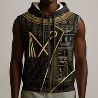 Egypt Crook And Flail Sleeveless Zip Hoodie Ancient Mythology Pharaoh Royalty Gold