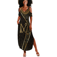 Egypt Crook And Flail Summer Maxi Dress Ancient Mythology Pharaoh Royalty Gold
