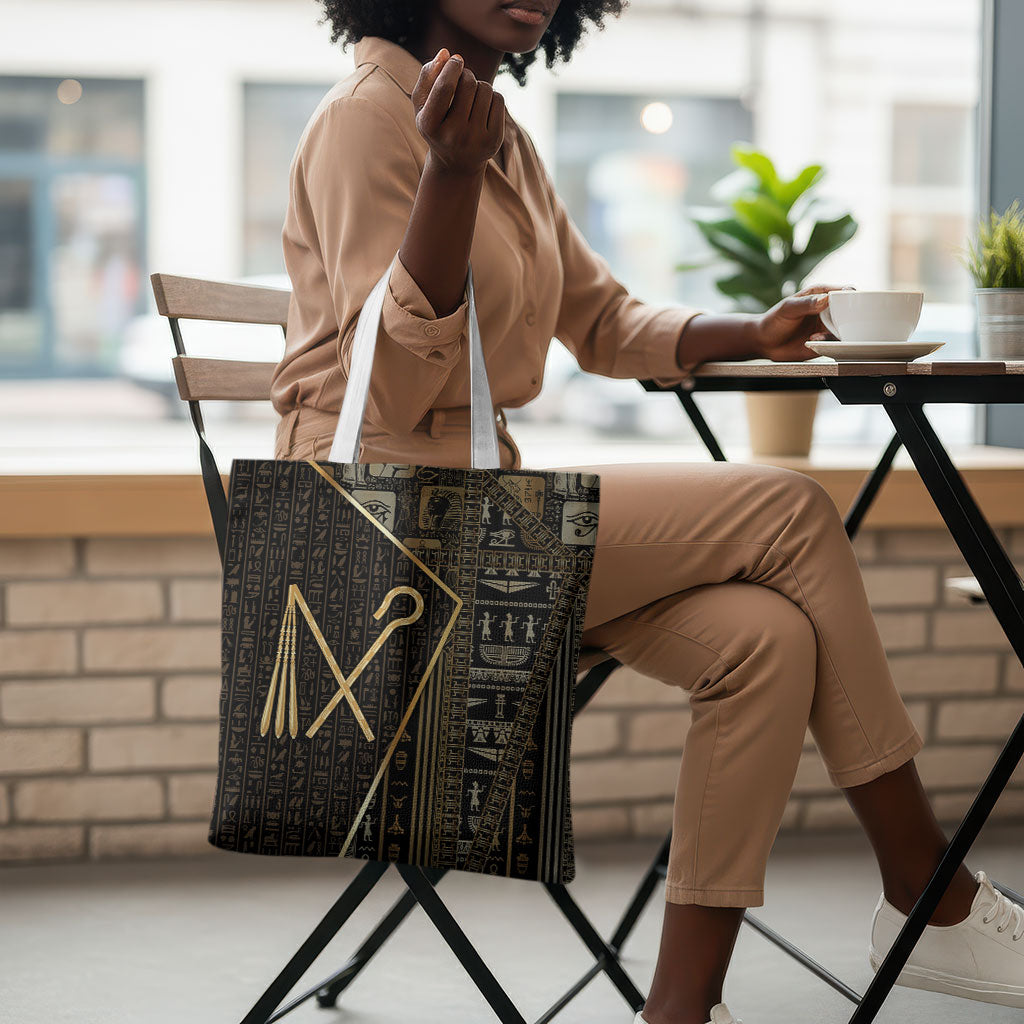 Egypt Crook And Flail Tote Bag Ancient Mythology Pharaoh Royalty Gold