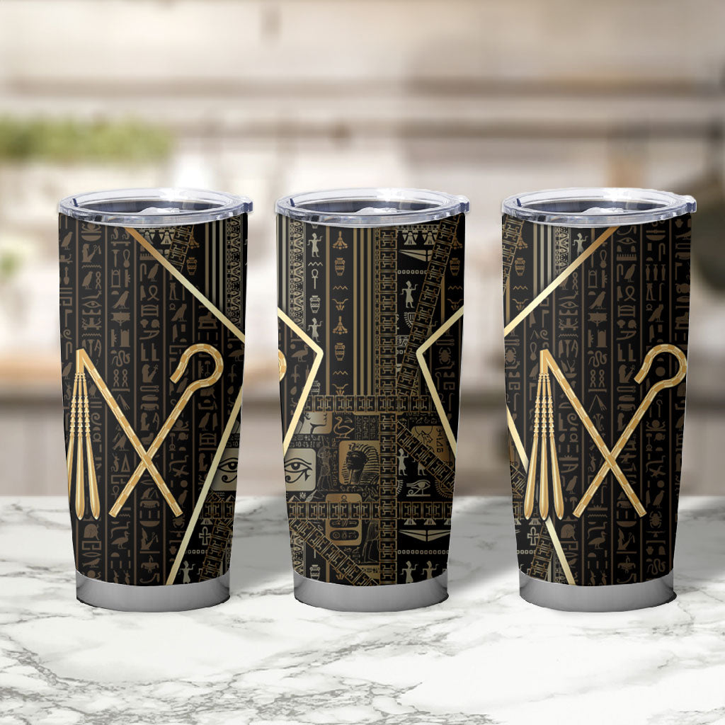 Egypt Crook And Flail Tumbler Cup Ancient Mythology Pharaoh Royalty Gold