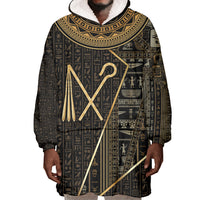 Egypt Crook And Flail Wearable Blanket Hoodie Ancient Mythology Pharaoh Royalty Gold