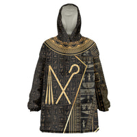 Egypt Crook And Flail Wearable Blanket Hoodie Ancient Mythology Pharaoh Royalty Gold