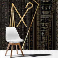 Egypt Crook And Flail Window Curtain Ancient Mythology Pharaoh Royalty Gold