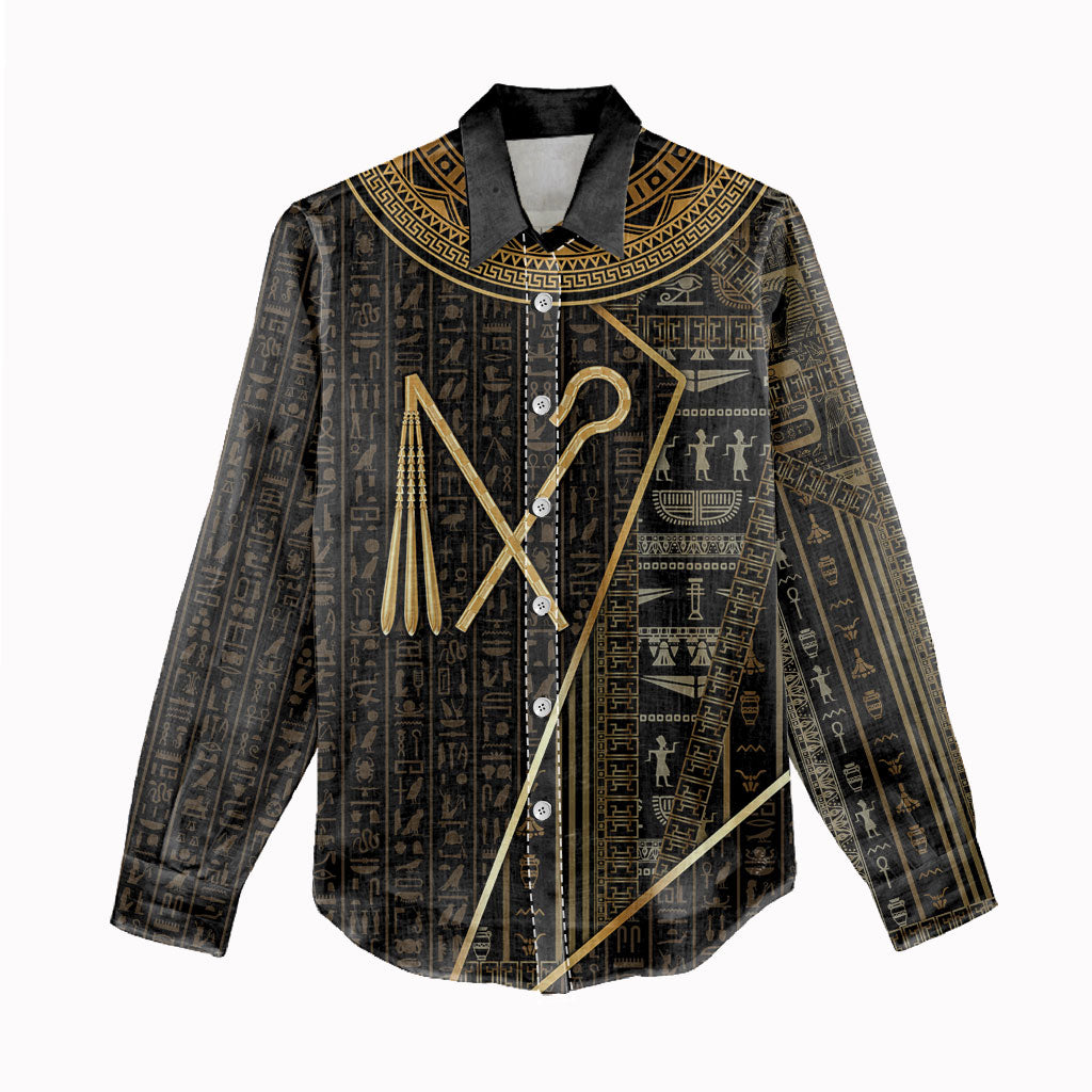 Egypt Crook And Flail Women Casual Shirt Ancient Mythology Pharaoh Royalty Gold
