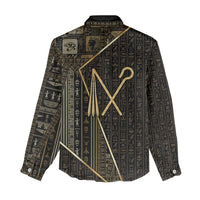 Egypt Crook And Flail Women Casual Shirt Ancient Mythology Pharaoh Royalty Gold