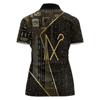 Egypt Crook And Flail Women Polo Shirt Ancient Mythology Pharaoh Royalty Gold