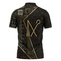 Egypt Crook And Flail Zipper Polo Shirt Ancient Mythology Pharaoh Royalty Gold
