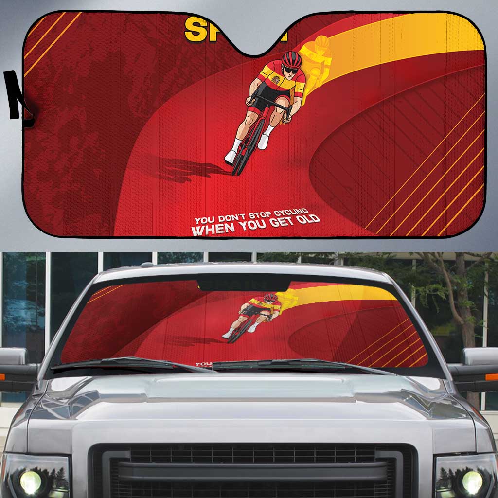 Spain Cycling Auto Sun Shade You Don't Stop Cycling When You Get Old - Wonder Print Shop