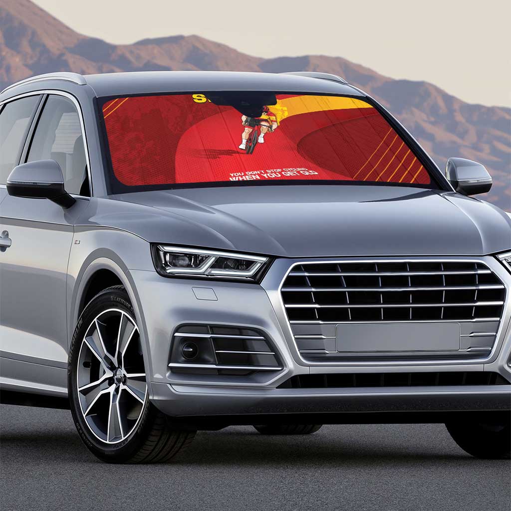 Spain Cycling Auto Sun Shade You Don't Stop Cycling When You Get Old - Wonder Print Shop