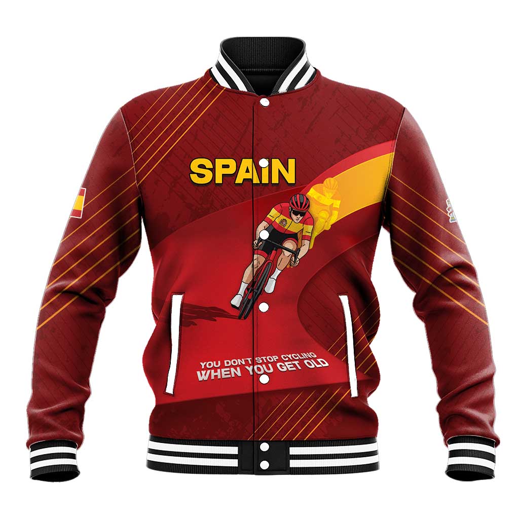 Personalized Spain Cycling Baseball Jacket You Don't Stop Cycling When You Get Old - Wonder Print Shop