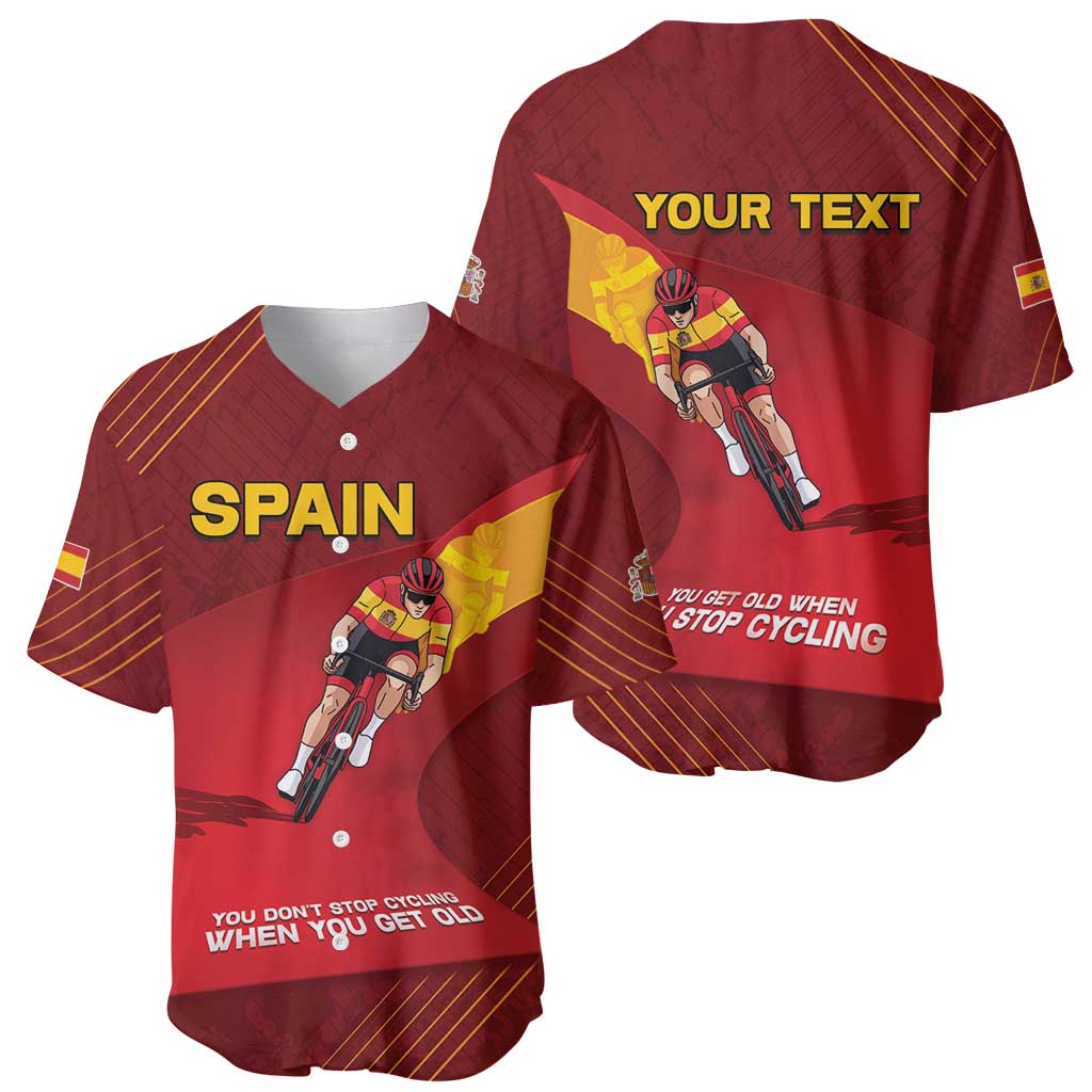 Personalized Spain Cycling Baseball Jersey You Don't Stop Cycling When You Get Old - Wonder Print Shop