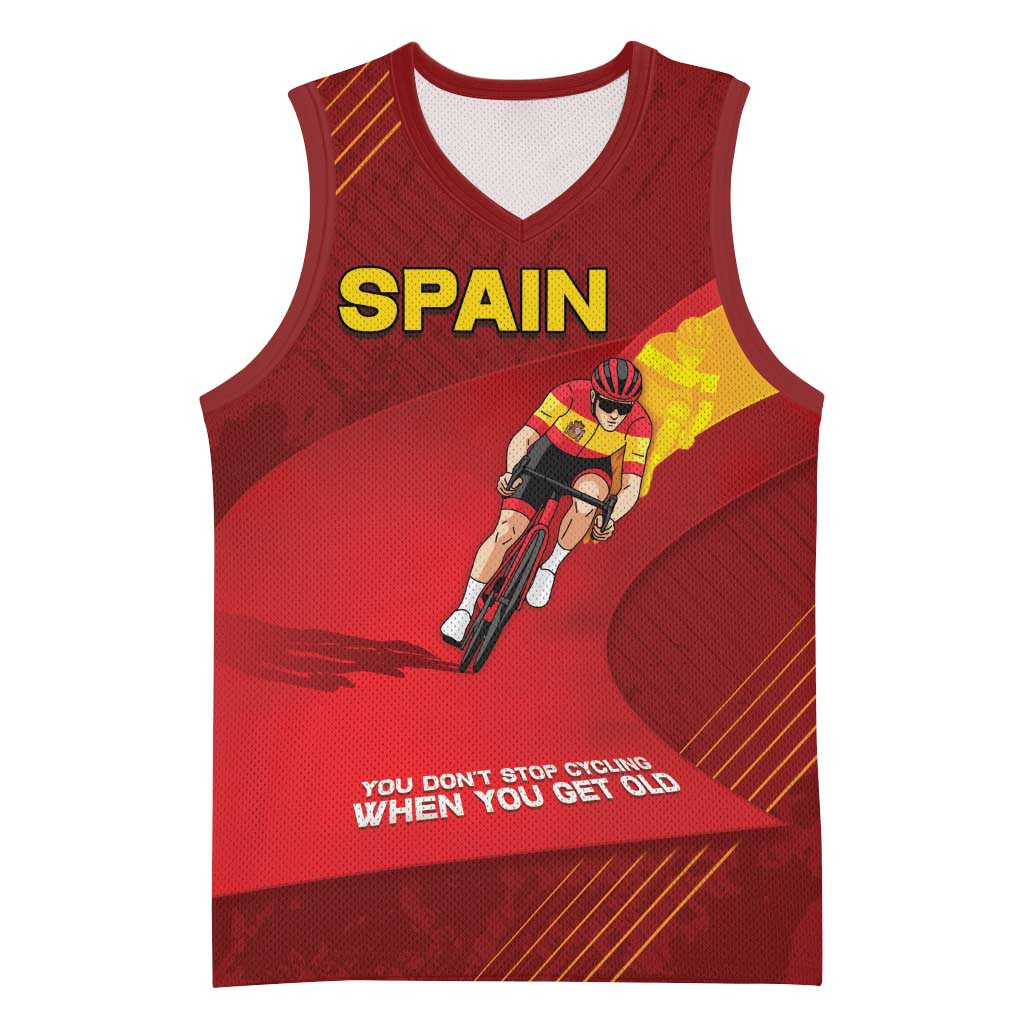 Personalized Spain Cycling Basketball Jersey You Don't Stop Cycling When You Get Old - Wonder Print Shop