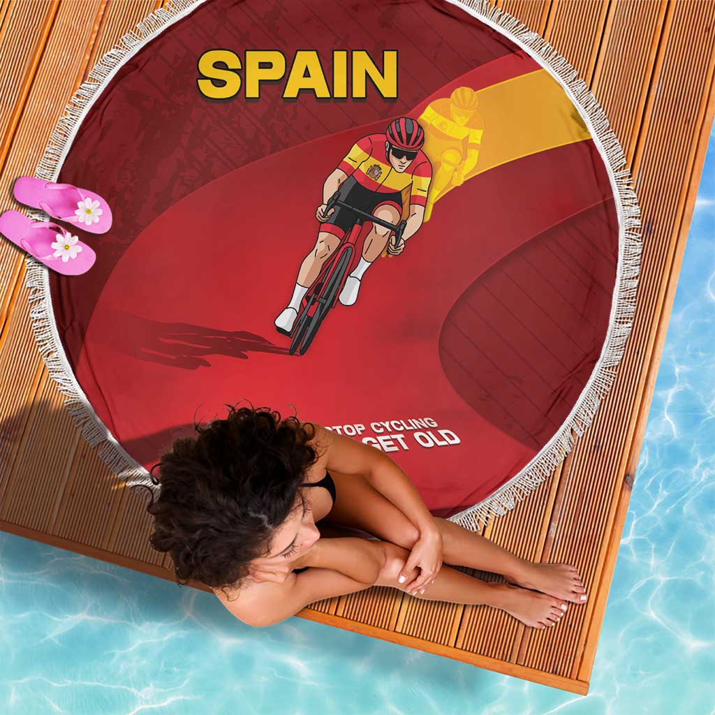 Spain Cycling Beach Blanket You Don't Stop Cycling When You Get Old - Wonder Print Shop