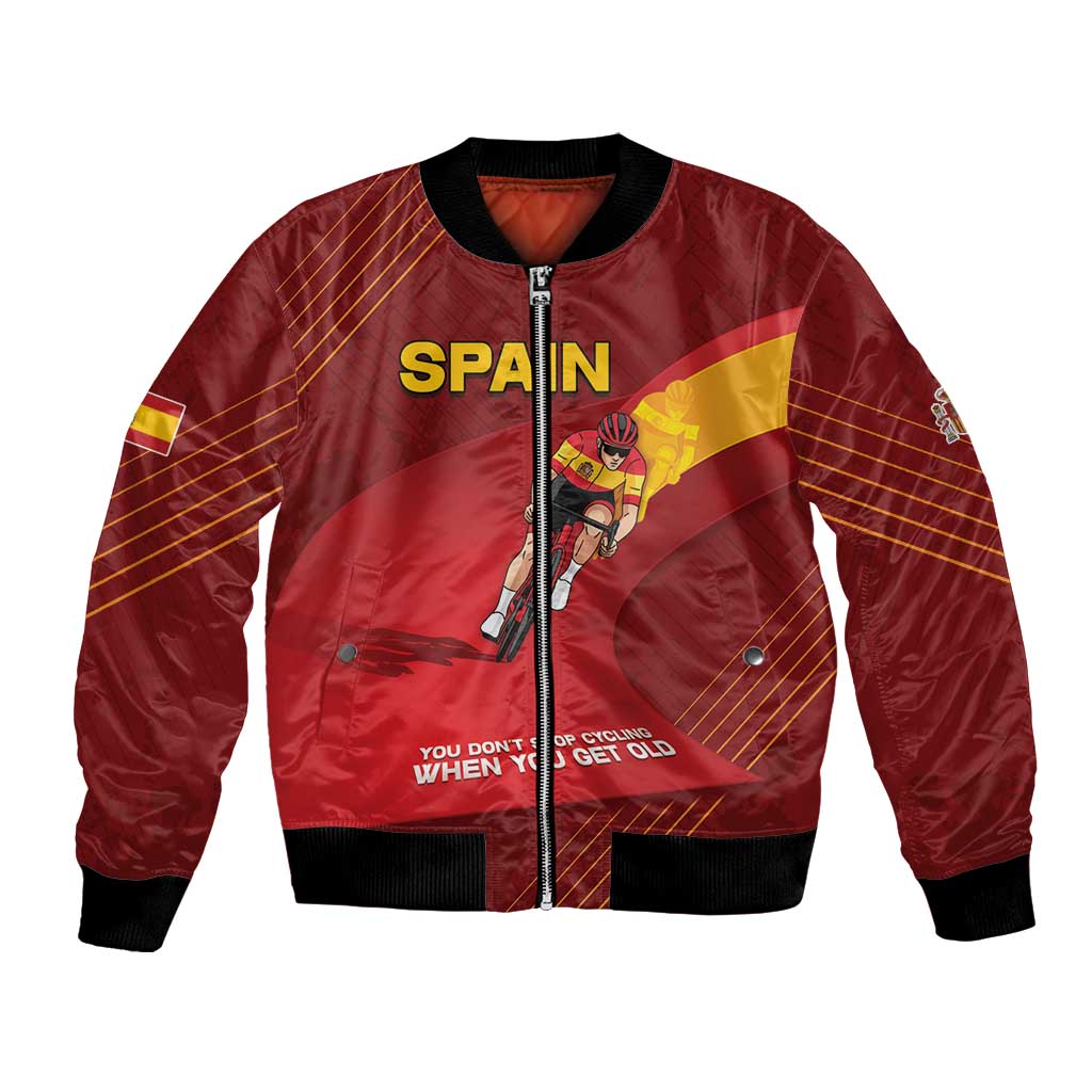 Personalized Spain Cycling Bomber Jacket You Don't Stop Cycling When You Get Old - Wonder Print Shop