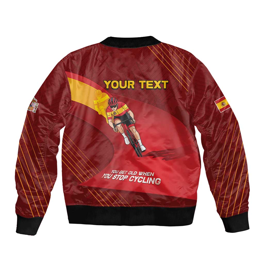 Personalized Spain Cycling Bomber Jacket You Don't Stop Cycling When You Get Old - Wonder Print Shop