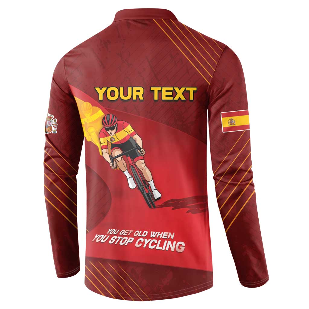 Personalized Spain Cycling Button Sweatshirt You Don't Stop Cycling When You Get Old - Wonder Print Shop