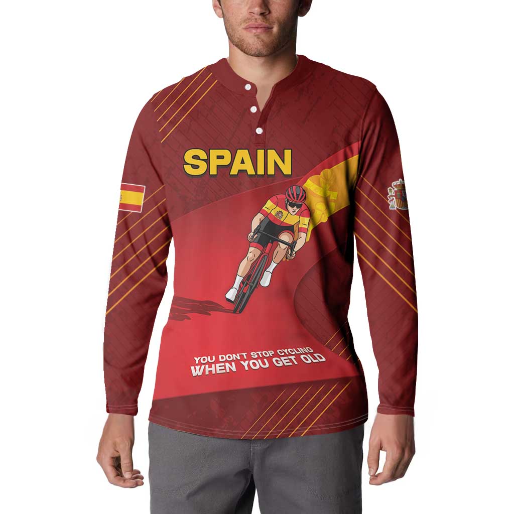 Personalized Spain Cycling Button Sweatshirt You Don't Stop Cycling When You Get Old - Wonder Print Shop