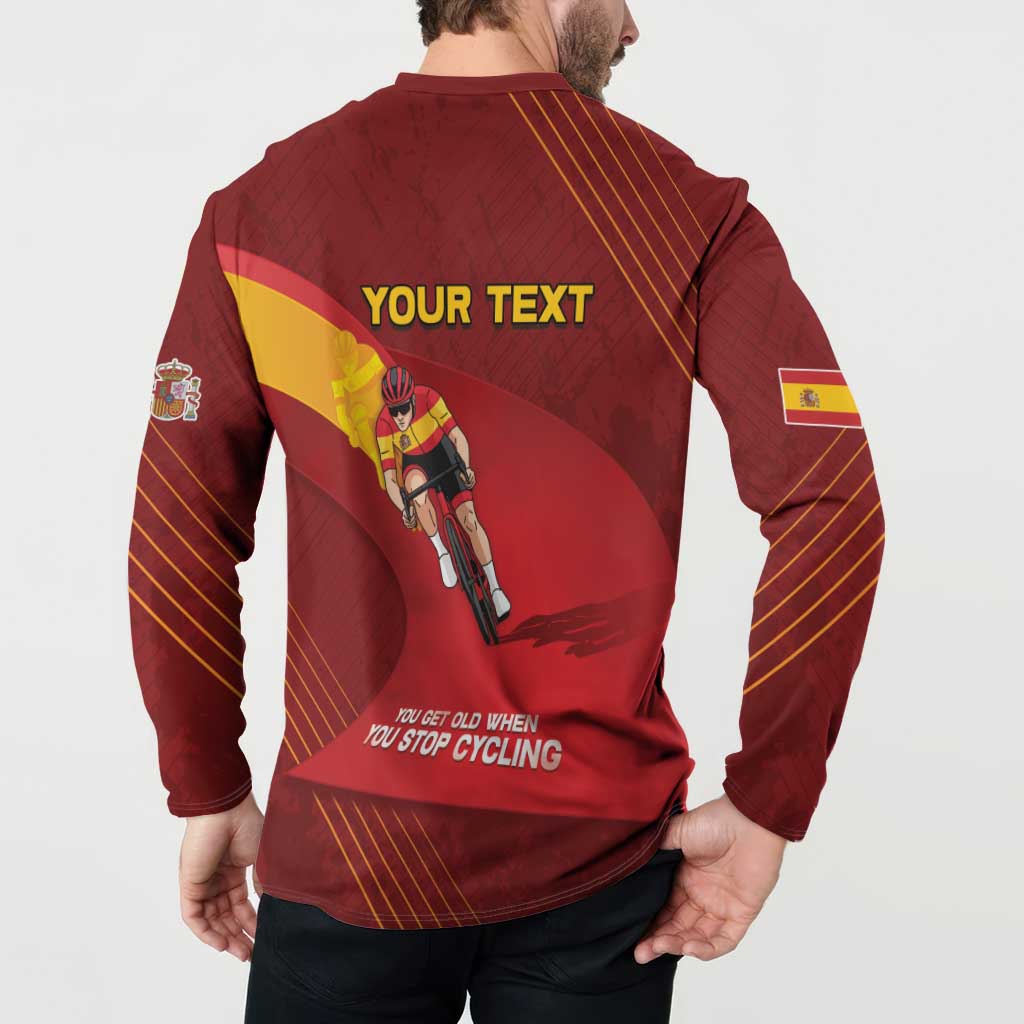 Personalized Spain Cycling Button Sweatshirt You Don't Stop Cycling When You Get Old - Wonder Print Shop
