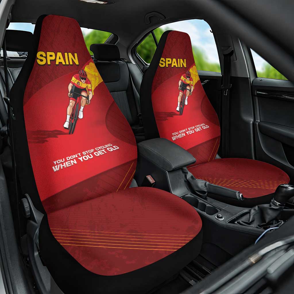 Spain Cycling Car Seat Cover You Don't Stop Cycling When You Get Old - Wonder Print Shop