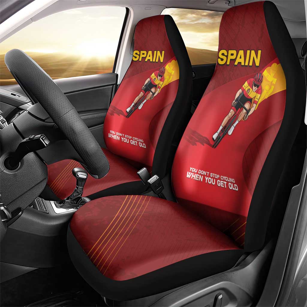 Spain Cycling Car Seat Cover You Don't Stop Cycling When You Get Old - Wonder Print Shop