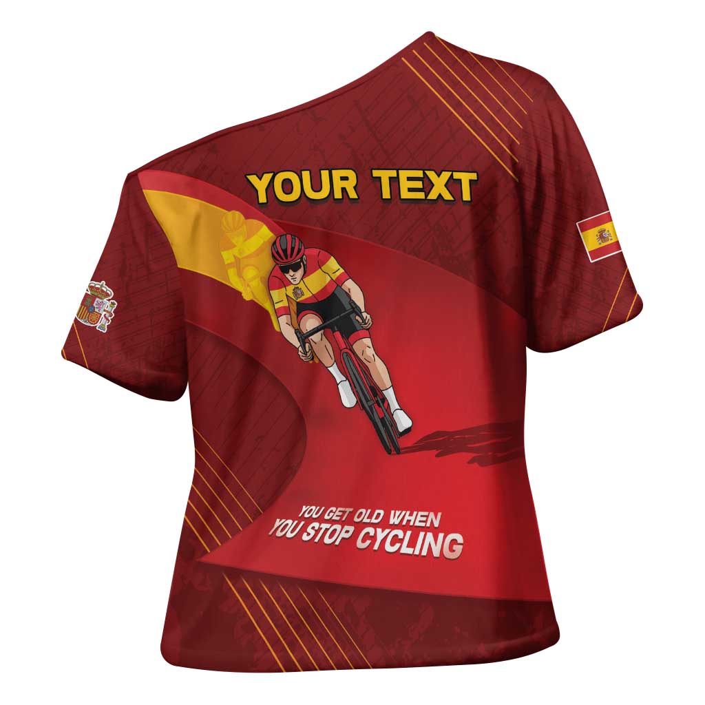 Personalized Spain Cycling Cross Shoulder Shirt You Don't Stop Cycling When You Get Old - Wonder Print Shop