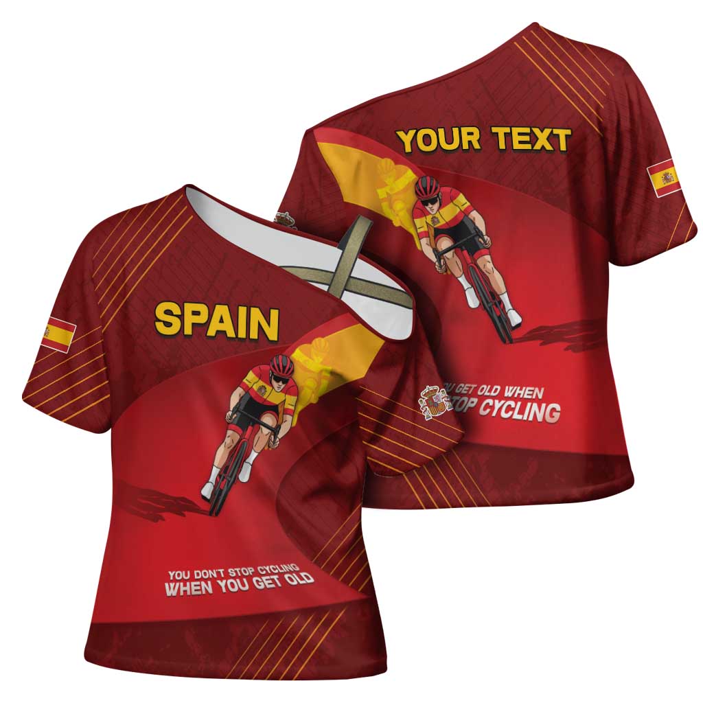 Personalized Spain Cycling Cross Shoulder Shirt You Don't Stop Cycling When You Get Old - Wonder Print Shop