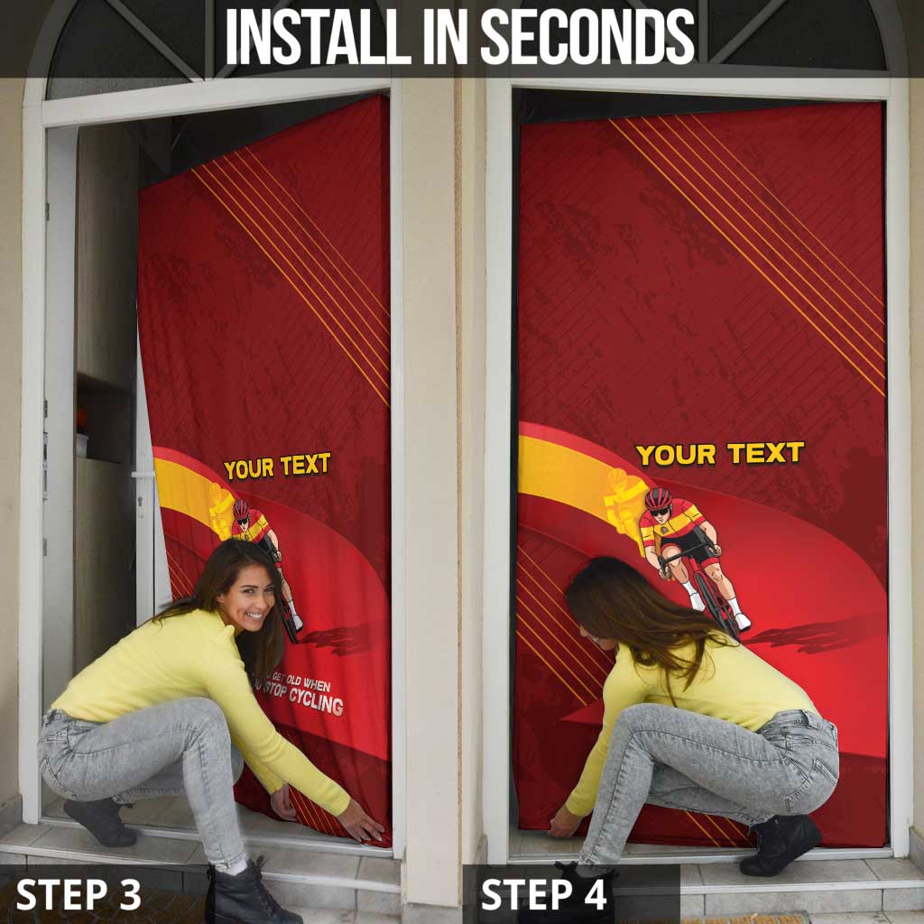 Personalized Spain Cycling Door Cover You Don't Stop Cycling When You Get Old - Wonder Print Shop