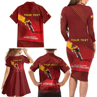 Personalized Spain Cycling Family Matching Long Sleeve Bodycon Dress and Hawaiian Shirt You Don't Stop Cycling When You Get Old - Wonder Print Shop
