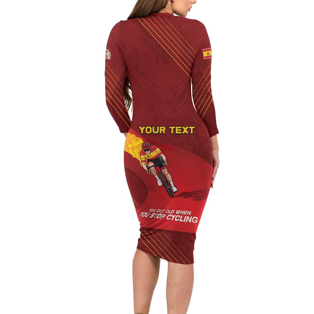 Personalized Spain Cycling Family Matching Long Sleeve Bodycon Dress and Hawaiian Shirt You Don't Stop Cycling When You Get Old - Wonder Print Shop