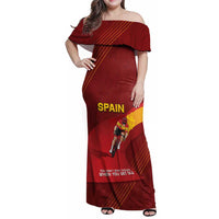 Personalized Spain Cycling Family Matching Off Shoulder Maxi Dress and Hawaiian Shirt You Don't Stop Cycling When You Get Old - Wonder Print Shop