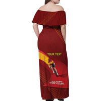 Personalized Spain Cycling Family Matching Off Shoulder Maxi Dress and Hawaiian Shirt You Don't Stop Cycling When You Get Old - Wonder Print Shop