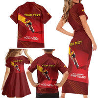 Personalized Spain Cycling Family Matching Short Sleeve Bodycon Dress and Hawaiian Shirt You Don't Stop Cycling When You Get Old - Wonder Print Shop