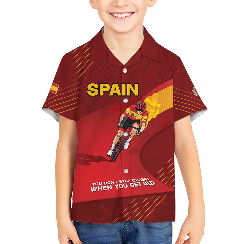 Personalized Spain Cycling Family Matching Short Sleeve Bodycon Dress and Hawaiian Shirt You Don't Stop Cycling When You Get Old - Wonder Print Shop