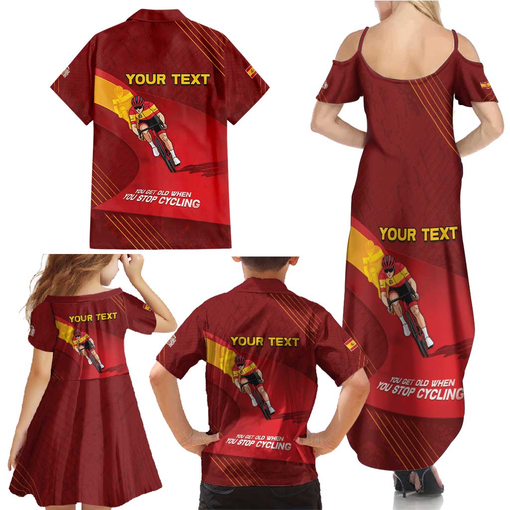 Personalized Spain Cycling Family Matching Summer Maxi Dress and Hawaiian Shirt You Don't Stop Cycling When You Get Old - Wonder Print Shop