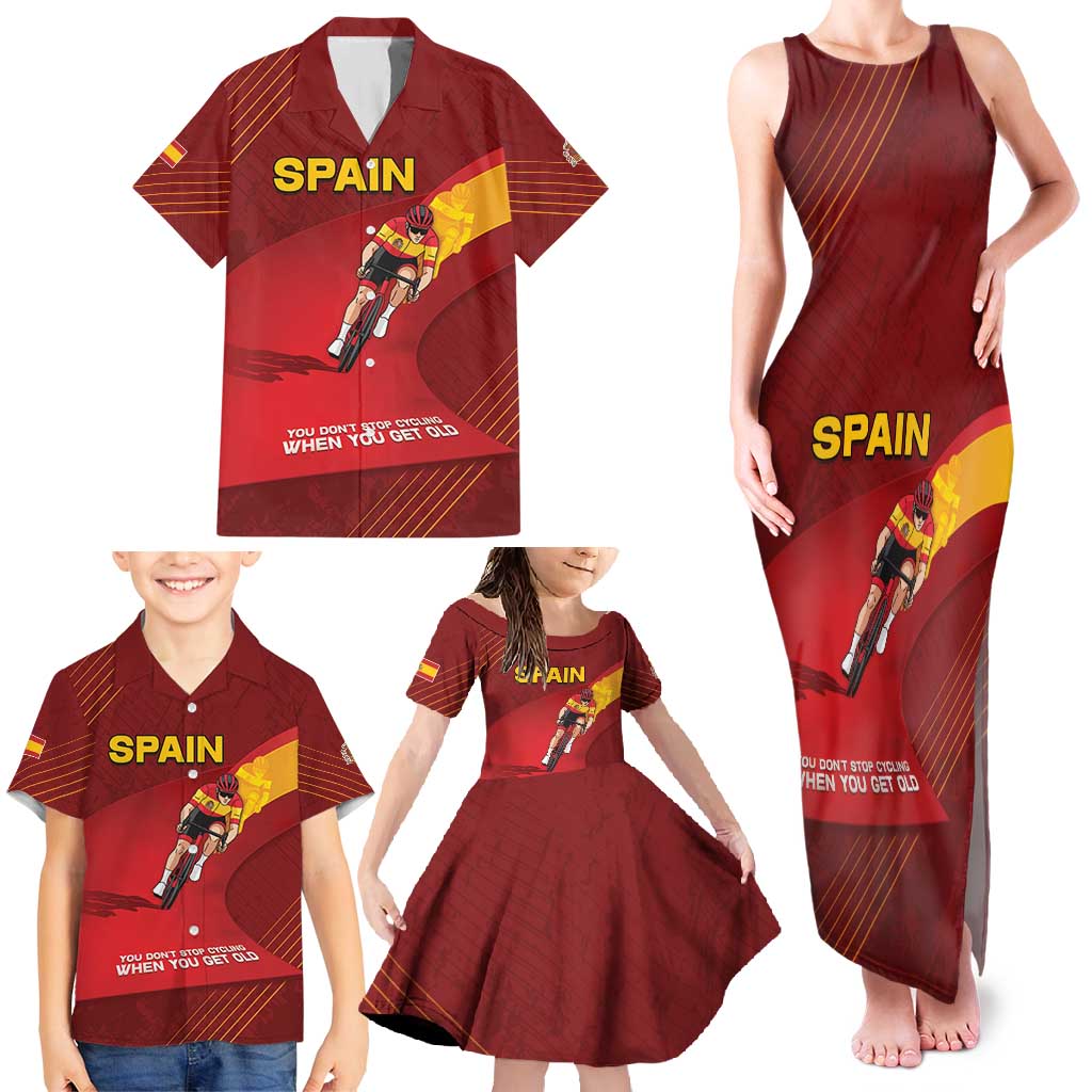 Personalized Spain Cycling Family Matching Tank Maxi Dress and Hawaiian Shirt You Don't Stop Cycling When You Get Old - Wonder Print Shop