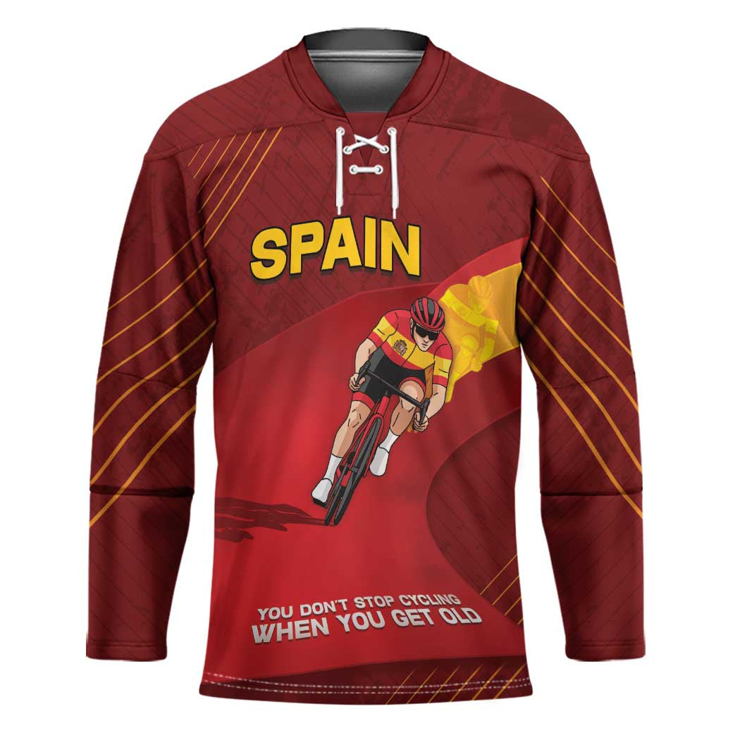 Personalized Spain Cycling Hockey Jersey You Don't Stop Cycling When You Get Old - Wonder Print Shop