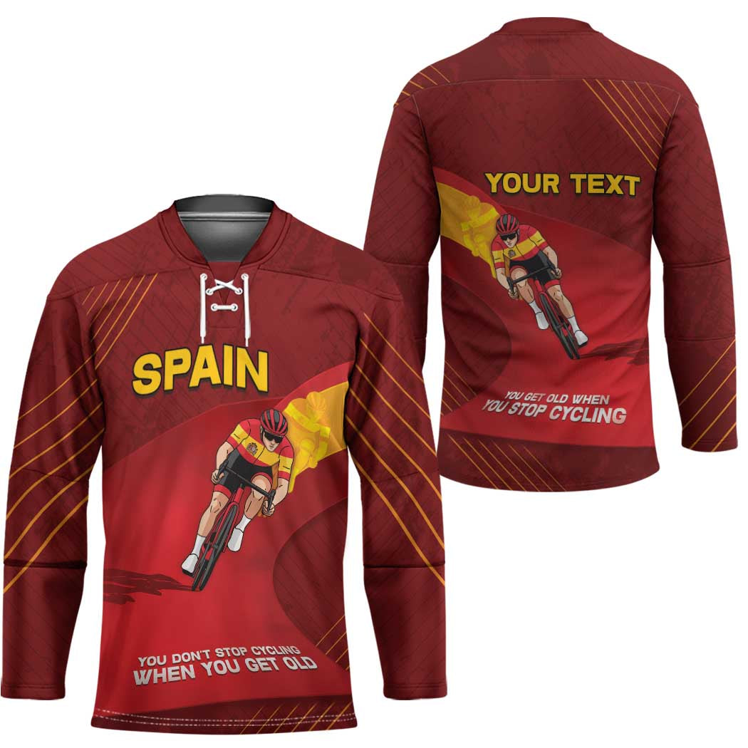 Personalized Spain Cycling Hockey Jersey You Don't Stop Cycling When You Get Old - Wonder Print Shop